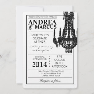 5x7  Crystal Chandelier Glitz Wedding Invitation