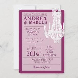5x7 Crystal Chandelier Glitz Wedding Invitation