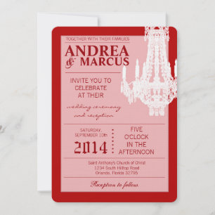 5x7 Crystal Chandelier Glitz Wedding Invitation