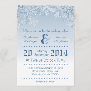 5x7 Crystal Snowflakes Winter Wedding Invitation