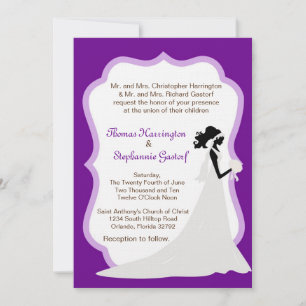 5x7 Dark Purple Bride Wedding Invitation