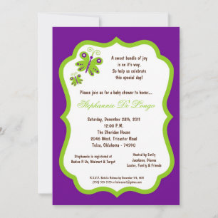 5x7 Dark Purple Butterfly Baby Shower Invitation