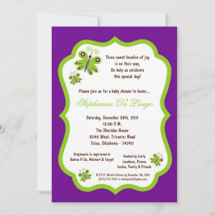 5x7 Dark Purple Butterfly Baby Shower Invitation