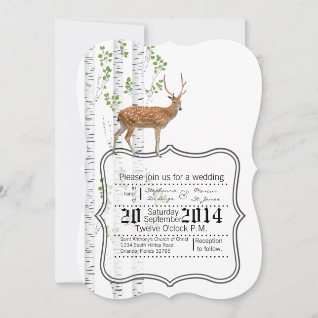 5x7 Deer Doe Woodland Buck LabelWedding Invitation (Front)
