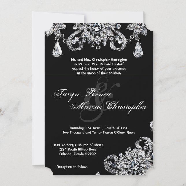 5x7 Diamond Jewellery Necklace Wedding Invitation (Front)