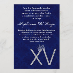 5x7 Diamond Saphir Quinceanera Birthday Invitation
