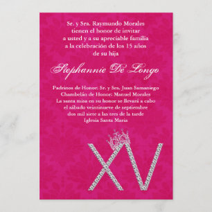 5x7 Diamond Topaz Quinceanera Birthday Invitation