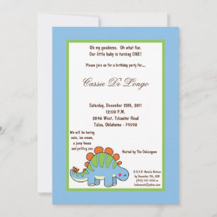 5x7 Dinosaur Bird Birthday Party Invite