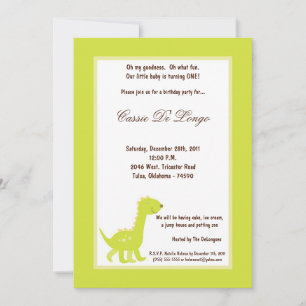 5x7 Dinosaur Birthday Party Invite