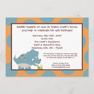 5x7 Dinosaur Dino Tricer Birthday Party Invitation