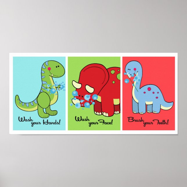 5x7 Dinosaur Dino World Bathroom Wall Art (Front)