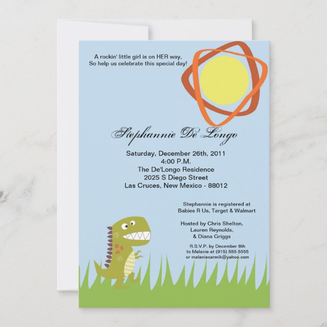 5x7 Dinosaur Invitation (Front)