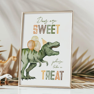 5x7 Dinosaur Treat Sign Card 
