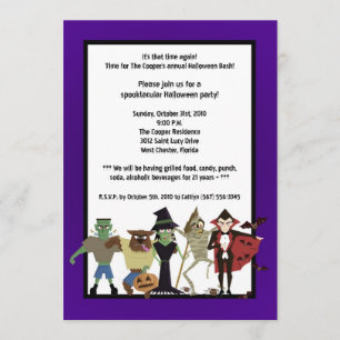 5x7 DraculaMonster Halloween Bash Party Invitation