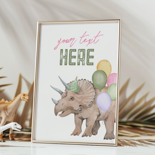 5x7 Editable Dinosaur Party Sign Card (Creator Uploaded)