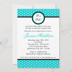 5x7 Electric Blue Polka Dot Baby Shower Invitation