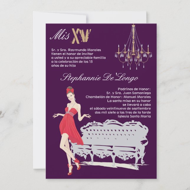 5x7 Elegant Party Quinceanera Birthday Invitation (Front)
