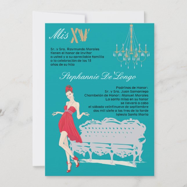 5x7 Elegant Party Quinceanera Birthday Invitation (Front)