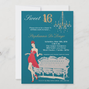 5x7 Elegant Party Sweet 16 Birthday Invitation