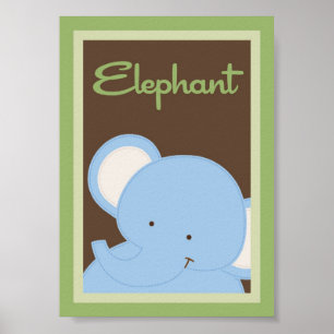 5x7 "Elephant" Jungle Safari Baby Bedding Wall Art