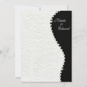 5x7 Engagement Black and White Vintage Pattern Invitation