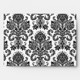 5x7 Envelope Black Damask Outside Black Inside