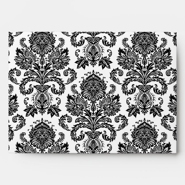 5x7 Envelope Black Damask Outside Black Inside (Front)