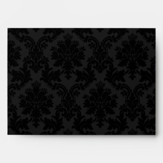 5x7 Envelope Black Damask Outside Green Inside