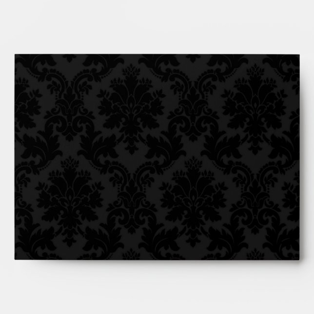 5x7 Envelope Black Damask Outside Green Inside (Front)