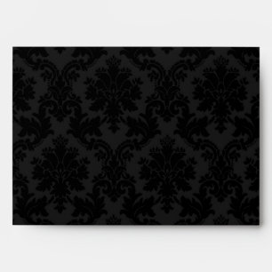 5x7 Envelope Black Damask Outside Red Inside