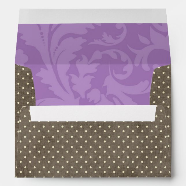 5x7 Envelope Brown Polka Dot Outside Purple Inside (Back (Bottom))