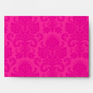 5x7 Envelope Hot Pink Damask Outside Black Inside