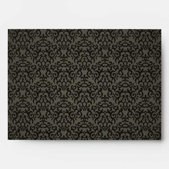 5x7  Envelope Option 1 Black and Grey Damask (Front)
