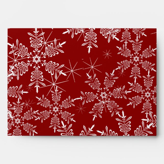 5x7  Envelope Option 1 Christmas Red Snowflakes (Front)