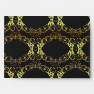5x7 Envelope Option 1 Gold and Black Damask