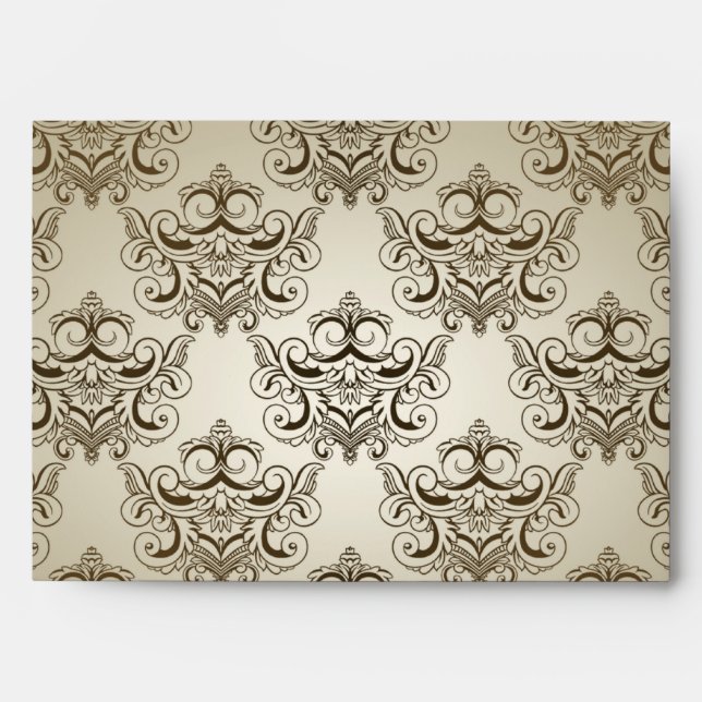 5x7  Envelope Option 1 Tanish Brown Damask (Front)