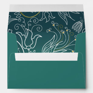 5x7  Envelope Option 1 Teal/Yellow Mustard Floral