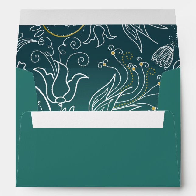 5x7  Envelope Option 1 Teal/Yellow Mustard Floral (Back (Bottom))