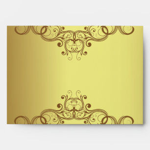 5x7 Envelope Option 3 Gold and Black Damask