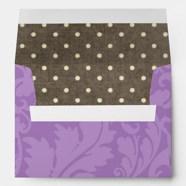 5x7 Envelope Purple Damask Lace Brown Polka Inside (Back (Bottom))