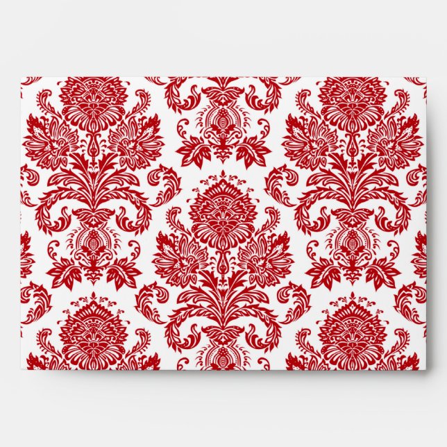 5x7 Envelope Red Damask Outside Red Crimson Inside (Front)