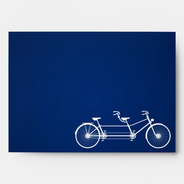 5x7 Envelope Whimsical Navy Double Bike Bicycle (Front)