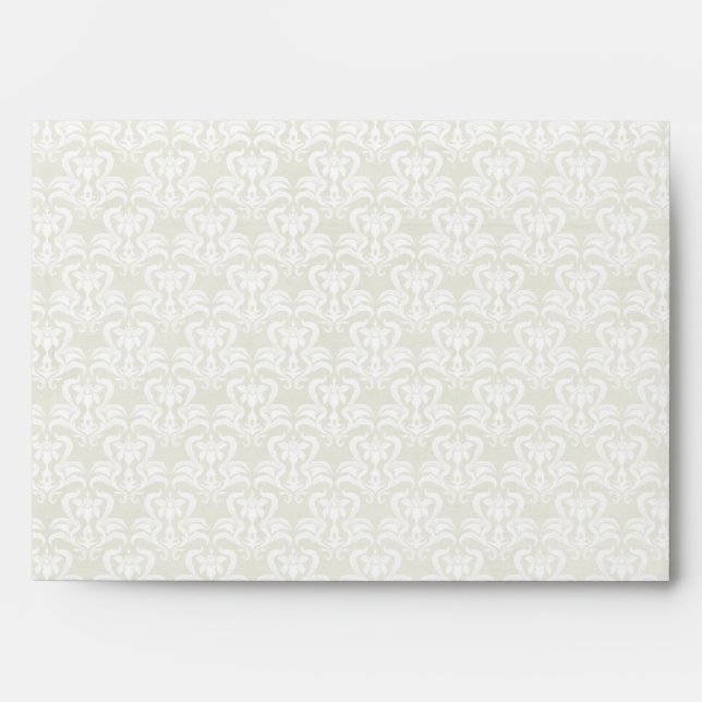 5x7 Envelope White Damask Outside Blue Inside (Front)