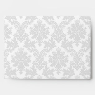 5x7 Envelope White Damask Outside White Inside