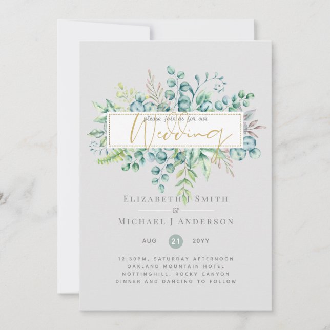 5x7 Eucalyptus Dreams - Botanical Greenery Wedding (Front)
