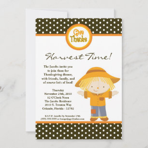 5x7 Fall Autumn Scarecrow Thanksgiving Invitation