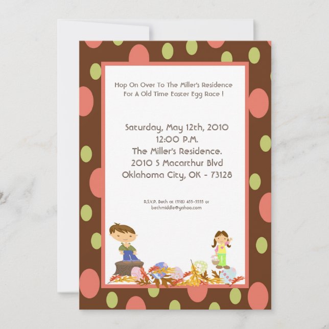5x7 Fall Old Time Easter Hunt Party Invitation (Front)