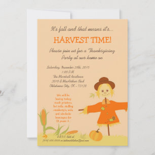 5x7 Fall Scarecrow Harvest Thanksgiving Invitation