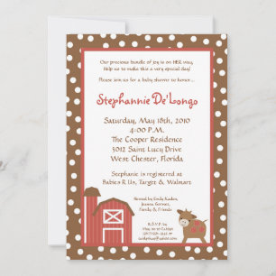 5x7 Farm Red Barn Cow Baby Shower Invitation