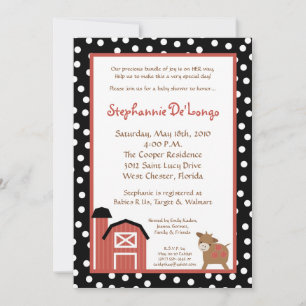 5x7 Farm Red Barn Cow Baby Shower Invitation